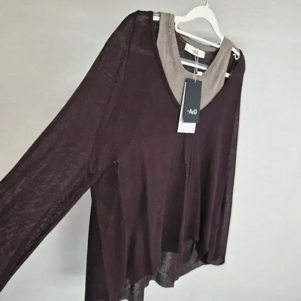 [BUNJANG] The AtG Layered Summer Knit (Brown, Size 66) / 택새옷 더앳지 레이어드 여름 니트 66