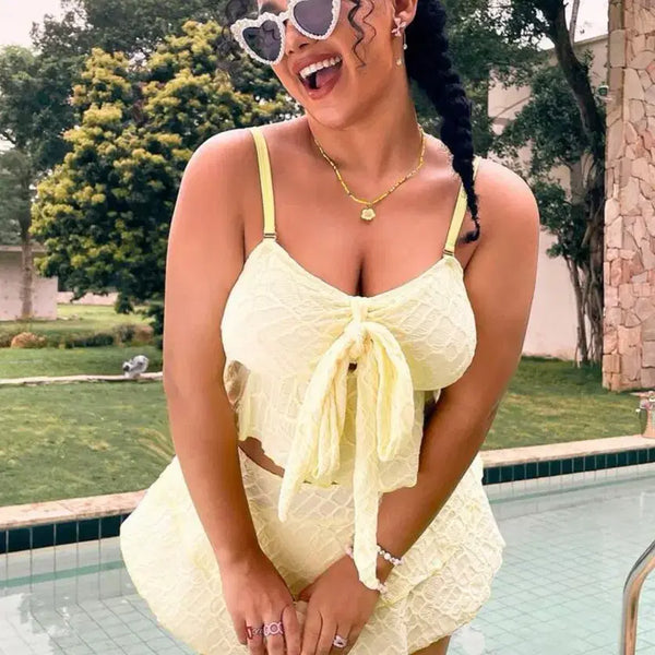 [BUNJANG] SHEIN Plus Size Yellow Women's Bikini Swimsuit / 쉬인 여성 비키니 수영복 옐로우 플러스 사이즈