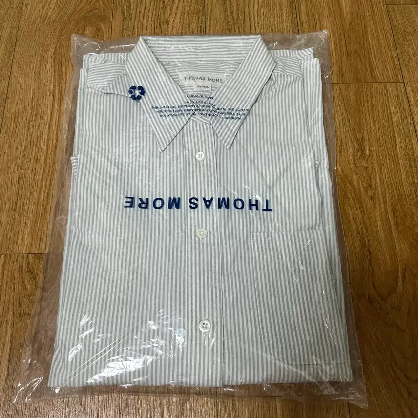 [BUNJANG] Thomasmore French Stripe Shirt Grey Green XS / 남여공용 토마스모어 프렌치 스트라이프 셔츠 그레이 그린 XS사이즈
