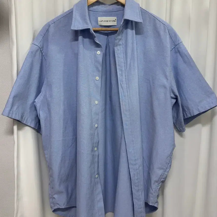 [BUNJANG] LAFUDGE STORE Oxford Short Sleeve Shirt Blue L / 라퍼지스토어 옥스포드 반팔 셔츠 블루 L