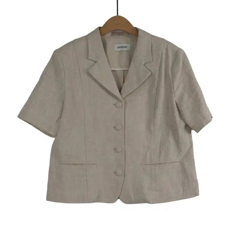 [BUNJANG] LAURENHI Linen Blend Short Sleeve Single-Button Blazer Beige S / LAURENHI 마 린넨 자켓 S 베이지 반팔 자켓