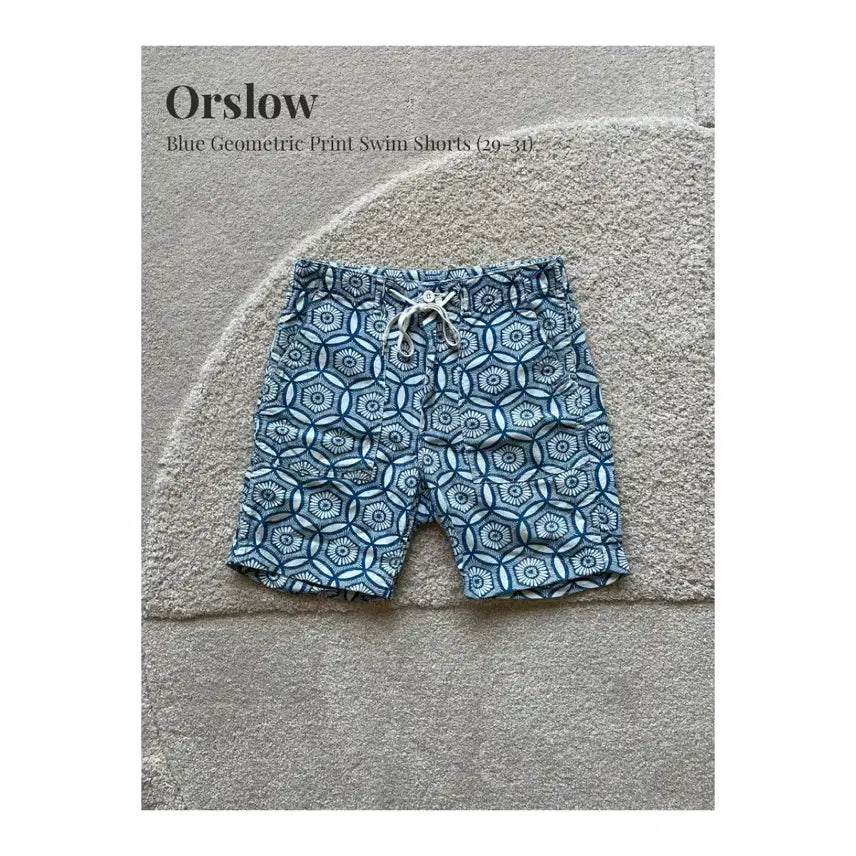 [BUNJANG] Orslow Geometric Pattern Shorts / Orslow 블루 기하학 패턴 쇼츠 (29-31)