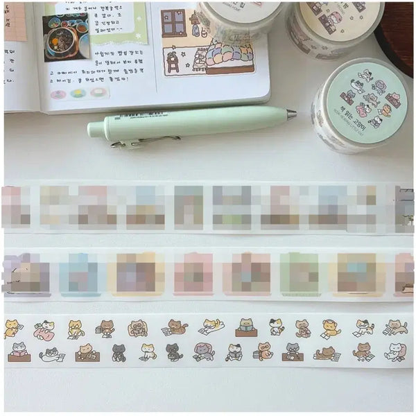 [BUNJANG] Kittie Bakery Die-Cut Sticker Set: Cat Reading, Cat at Cafe / 키스컷 띵) 고양이빵집 책 읽는 고양이 카페에 간 고양이 다꾸 스티커