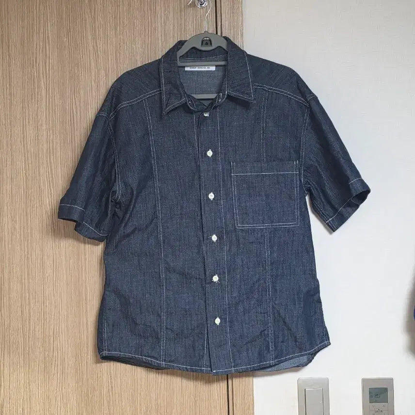 [BUNJANG] Denim Short-Sleeve Shirt Jacket / 데님 반팔 남방 자켓
