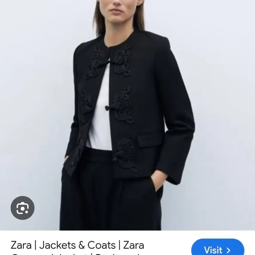 [BUNJANG] ZARA Black Mandarin Collar Knot Detail Blazer Jacket / ZARA 차이나 매듭 노카라 자켓 [H51064]