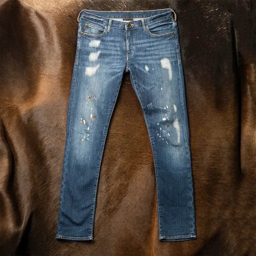 [BUNJANG] Emporio Armani Paint Detail Stretch Denim Pants / [32] 엠포리오 아르마니 페인트 디테일 스트레치 데님팬츠