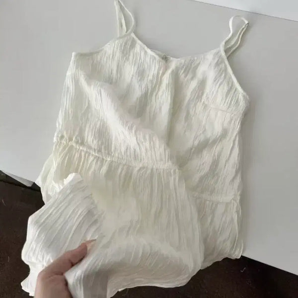 [BUNJANG] White Shirring Sleeveless Mini Dress / 화이트 셔링 나시 원피스