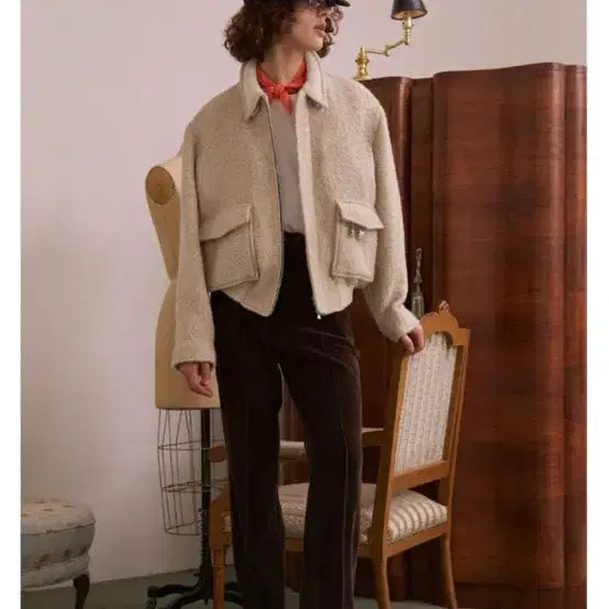[BUNJANG] STU Brushed Short Panel Jacket Beige / stu 브러시드 숏 패널 자켓