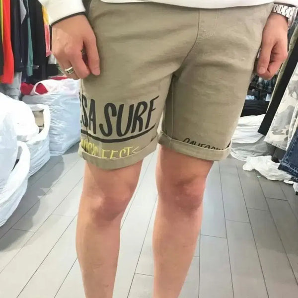 [BUNJANG] Washing Painting Lettering Span Shorts / 새상품 워싱페인팅 레터링 스판반바지