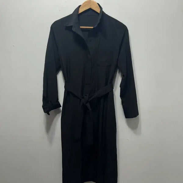 [BUNJANG] LE SSE Black Shirt Dress with Belt / LE SSE 블랙 셔츠 원피스 벨트 포함 66