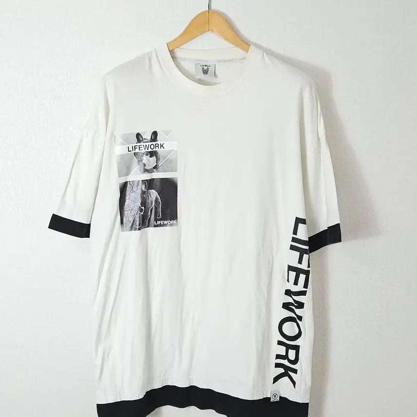 [BUNJANG] Lifework Graphic T-Shirt Layered Loose Fit L / 라이프워크 그래픽 반팔 티셔츠 레이어드 루즈핏 L