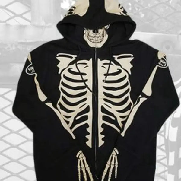 [BUNJANG] Banson Skull Print Zip-Up Hoodie - Size L / 밴슨 후드집업 L