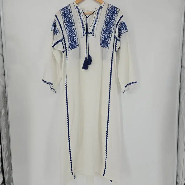 [BUNJANG] White Embroidered Long Dress / 화이트 자수 롱 원피스 [C51166]