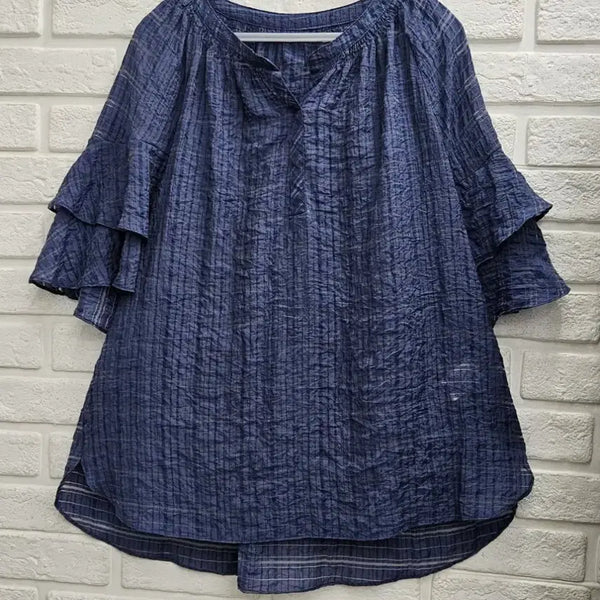 [BUNJANG] Rayon Frill Sleeve Tee Blouse / A4715   레이온 프릴소매 티블라우스