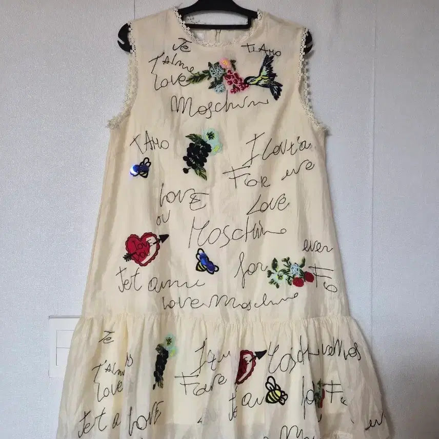 [BUNJANG] Embroidered Midi Dress Ivory / 자수 원피스 아이보리
