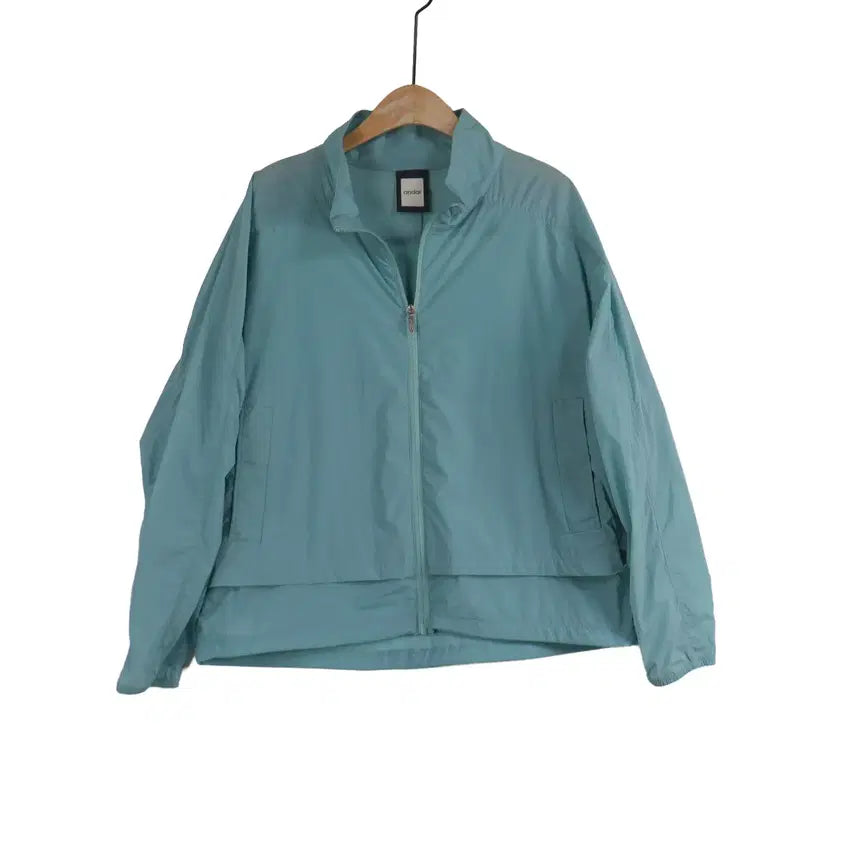[BUNJANG] Andar Cropped Windbreaker Jacket Mint Blue Lightweight Zip-Up / andar 안다르 크롭 바람막이 자켓 4 민트블루 경량 집업