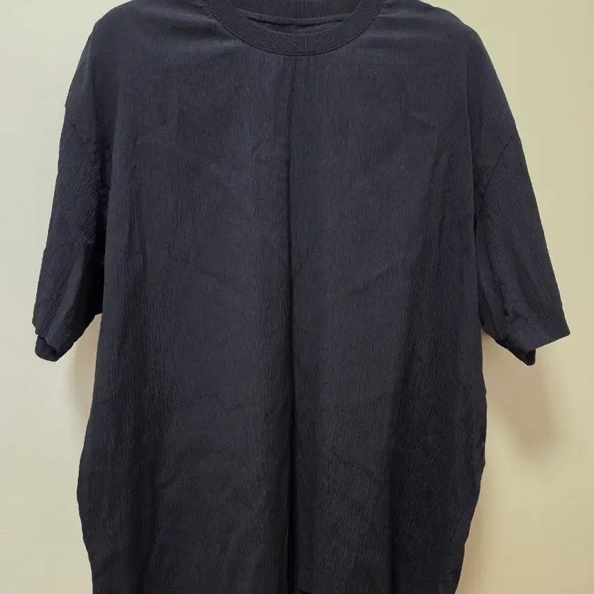 [BUNJANG] Solid Homme Crinkle Seersucker Short Sleeve Shirt Navy / [50] 솔리드옴므 크링클 시어서커 반팔 네이비