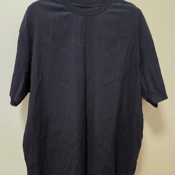 [BUNJANG] Solid Homme Crinkle Seersucker Short Sleeve Shirt Navy / [50] 솔리드옴므 크링클 시어서커 반팔 네이비