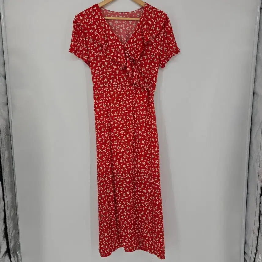 [BUNJANG] Red Floral Long Dress / 빨간색 꽃무늬 롱 원피스 [E41094]