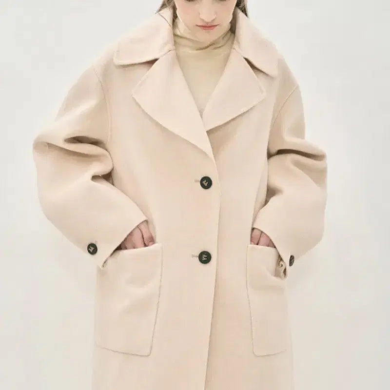[BUNJANG] Mine Cashmere Blend Coat Oatmeal / 한섬 마인 mine 캐시미어 블렌드 코트 오트밀