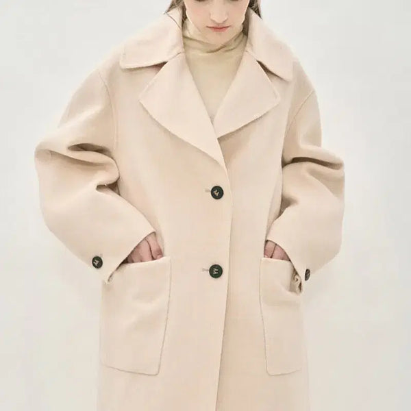 [BUNJANG] Mine Cashmere Blend Coat Oatmeal / 한섬 마인 mine 캐시미어 블렌드 코트 오트밀