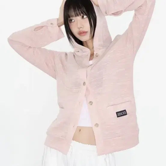 [BUNJANG] AZ ONN Sunday Hooded Cardigan Pink / 애즈온 선데이 후드 가디건