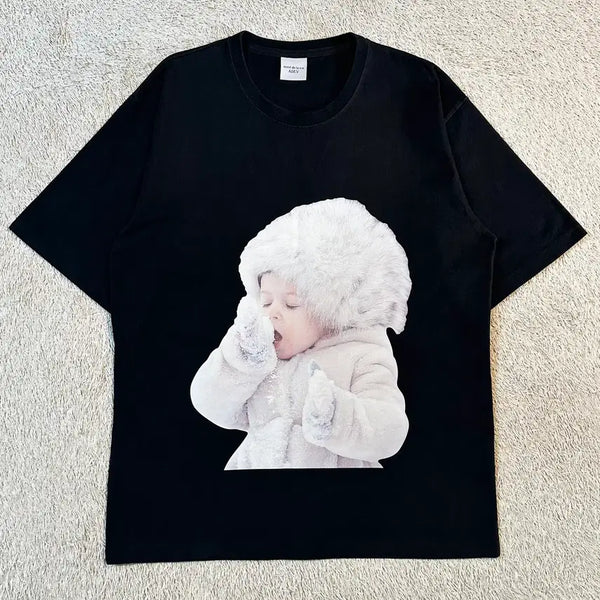 [BUNJANG] Acmedelavie Printing Short Sleeve T-Shirt Black / [2SIZE] 아크메드라비 ADLV 프린팅 반팔 티셔츠 블랙