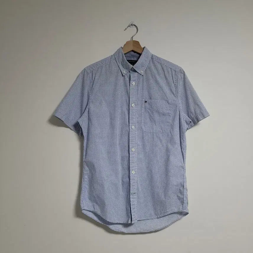 [BUNJANG] Tommy Hilfiger Blue Check Short Sleeve Shirt XS / (XS) 타미힐피거 블루 체크 반팔 셔츠 남방