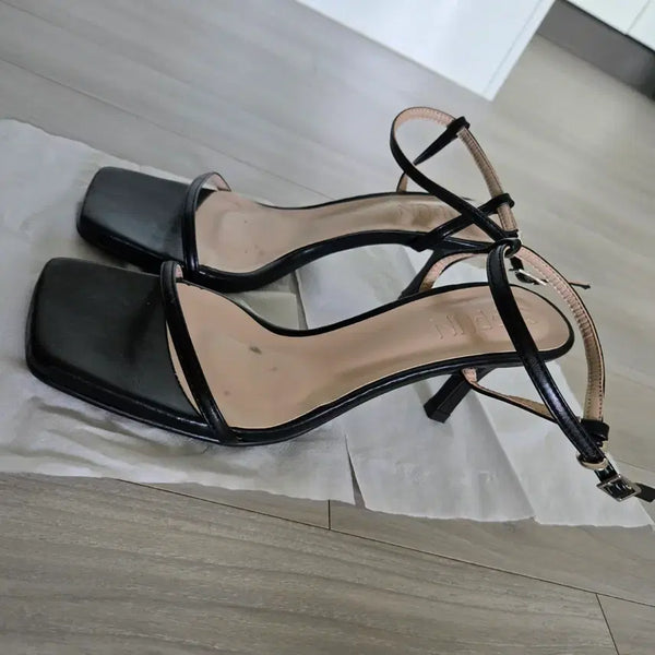 [BUNJANG] Summer Strap Heeled Sandals (4cm Heel) / 여름스트랩레더 샌들힐 굽4cm구두