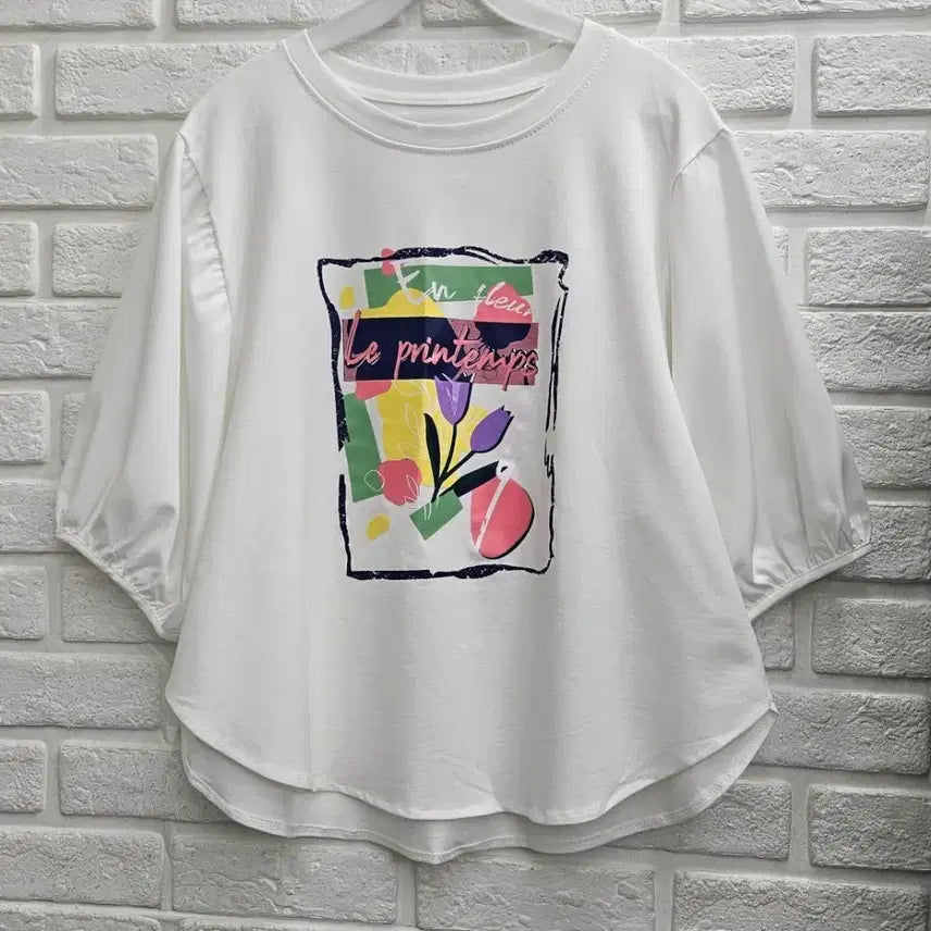 [BUNJANG] White Short Sleeve Graphic T-Shirt / A4722  반팔 프린팅 티셔츠
