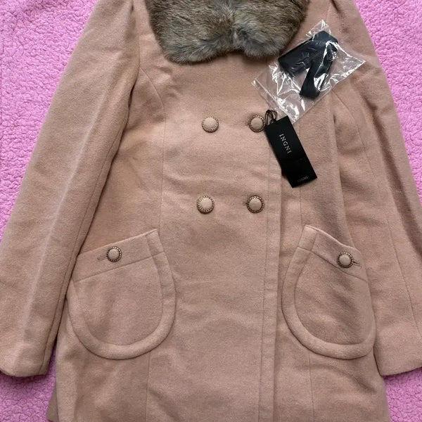 [BUNJANG] Ingni Faux Fur Collar Coat Rose Pink / 잉그니 ingni 퍼카라코트 로즈핑크 라떼갸루 로걀 히메카지 히메갸루
