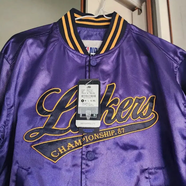[BUNJANG] NBA Lakers Satin Jacket Purple Size S / NBA LAKERS 새틴 자켓 퍼플 S사이즈 새상품 택포함