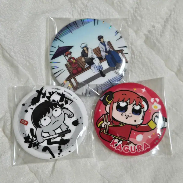 [BUNJANG] Gintama x Animate Cafe Collaboration Can Badge Bundle - Kagura, Shinpachi, Gintoki / (일괄) 은혼 부쿠부 콜라보 캔뱃지 - 카구라 신파치 긴토키 요로즈야