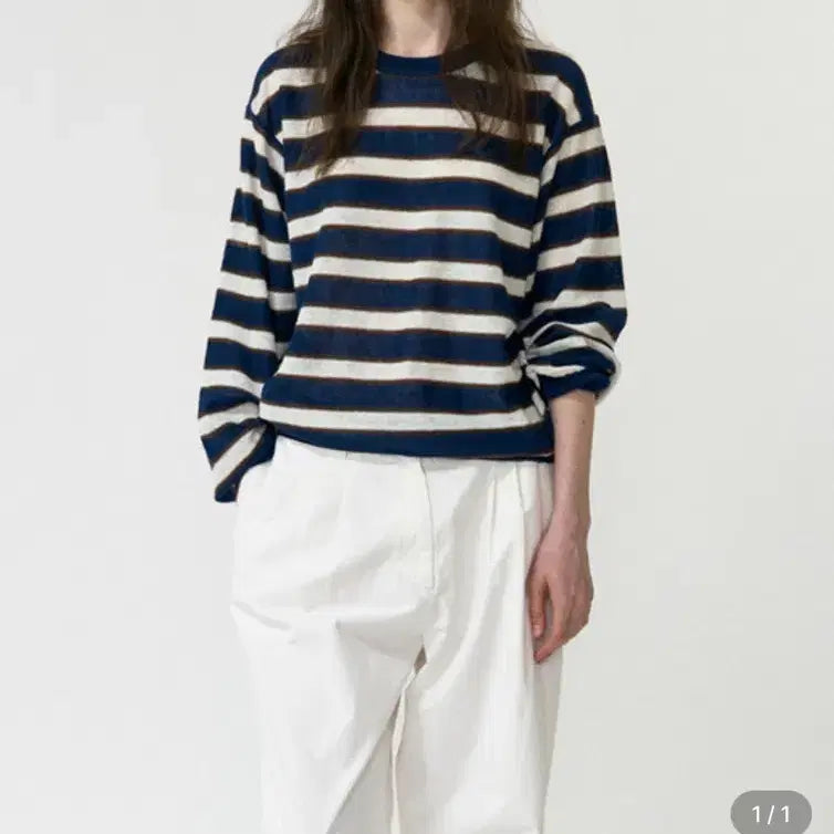 [BUNJANG] Notthing Written Stripe Round Pullover / 낫띵리튼 스트라이프 라운드 풀오버