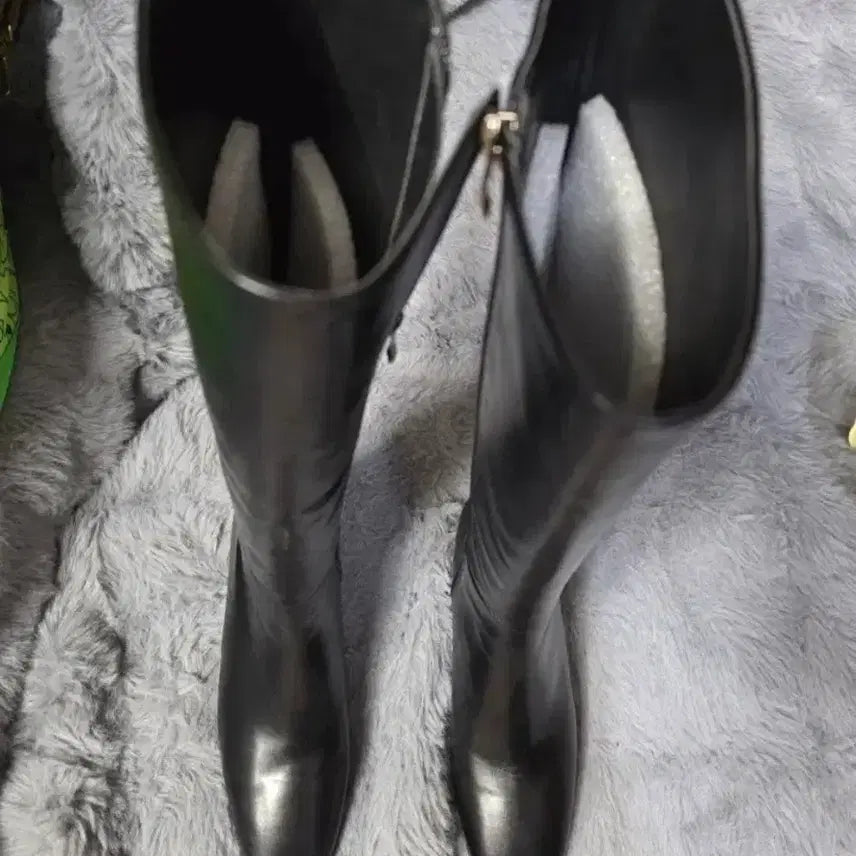 [BUNJANG] Black Leather Square Toe Long Boots with Zipper / 블랙 롱부츠 스퀘어토 지퍼 롱.  ( 새상품  )가죽부츠 230