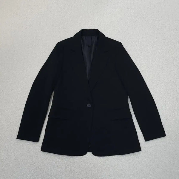 [BUNJANG] Women's Black One-Button Basic Blazer (Spring/Fall) / (77)여성 블랙 원버튼 기본 자켓 봄 가을 J13W4200