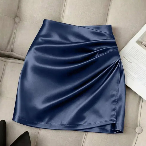 [BUNJANG] Black Satin Shirring Mini Skirt / (새상품)블랙 새틴 셔링미니스커트