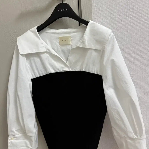 [BUNJANG] Enne Blouse Black/White / 엔느 블라우스 블랙/화이트