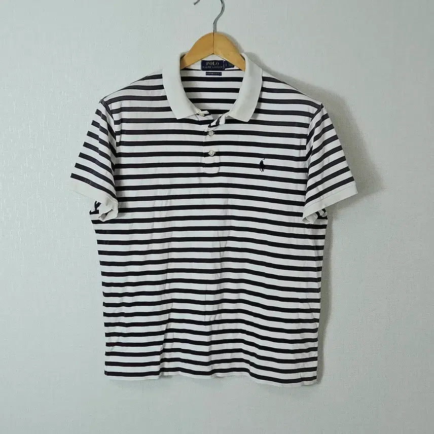 [BUNJANG] Polo Ralph Lauren Striped Pique Rugby Shirt L / 폴로 랄프로렌 신형 반팔 카라티 피케티 스트라이프 보더 럭비 정품 L