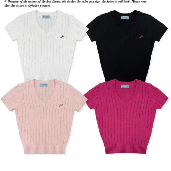 [BUNJANG] Palejade Cable Knit Short Sleeve Black / (미착용 새상품) 페일제이드 palejade 케이블 니트 반팔 블랙