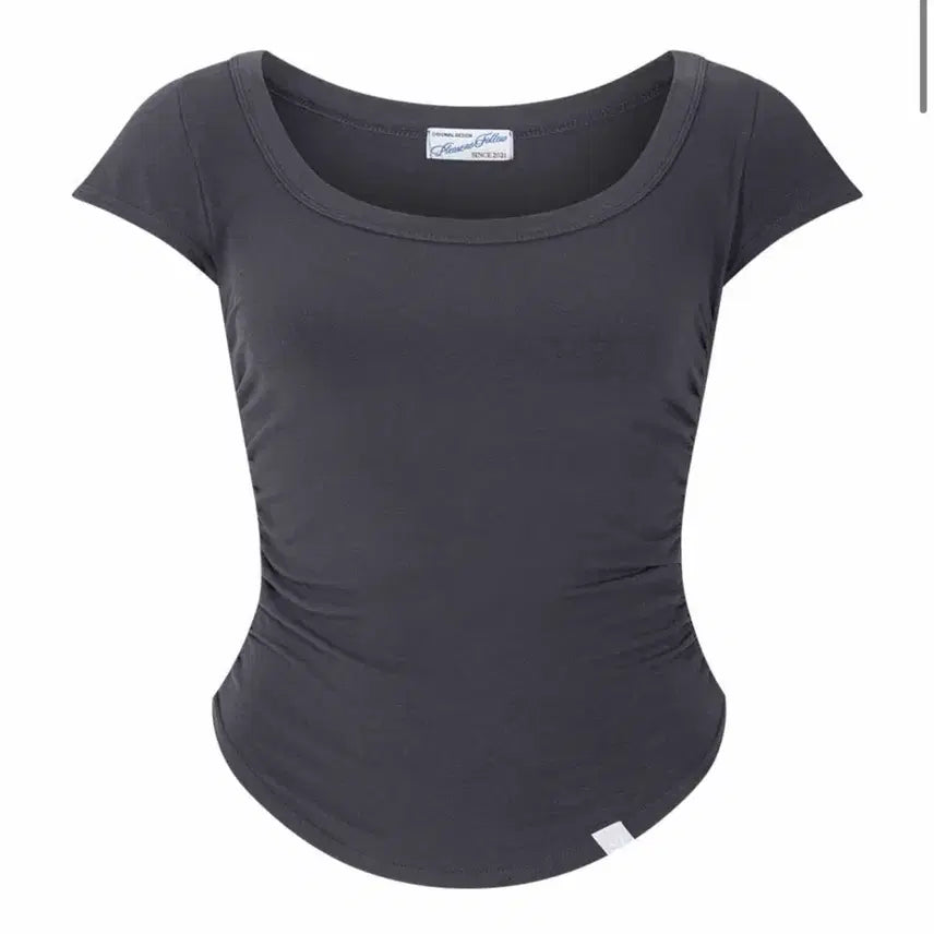 [BUNJANG] Please No Follow MOMO Shirring Short Top (Deep Charcoal) / 플리즈노팔로우 MOMO Shirring Short Top