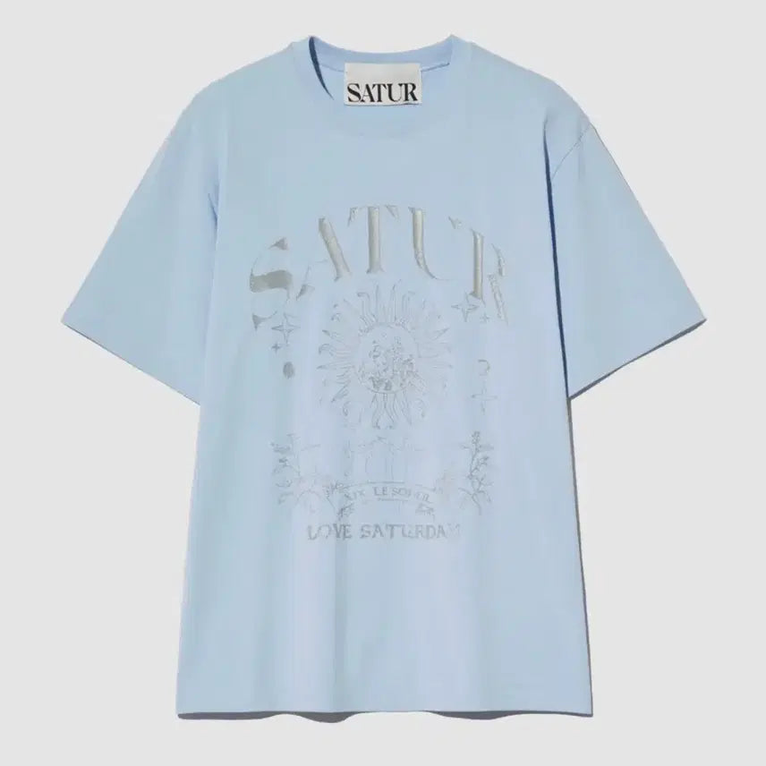 [BUNJANG] Setter Taro Graphic Short Sleeve T-Shirt Light Blue / 세터 타로 그래픽 반팔 티셔츠 라이트 블루