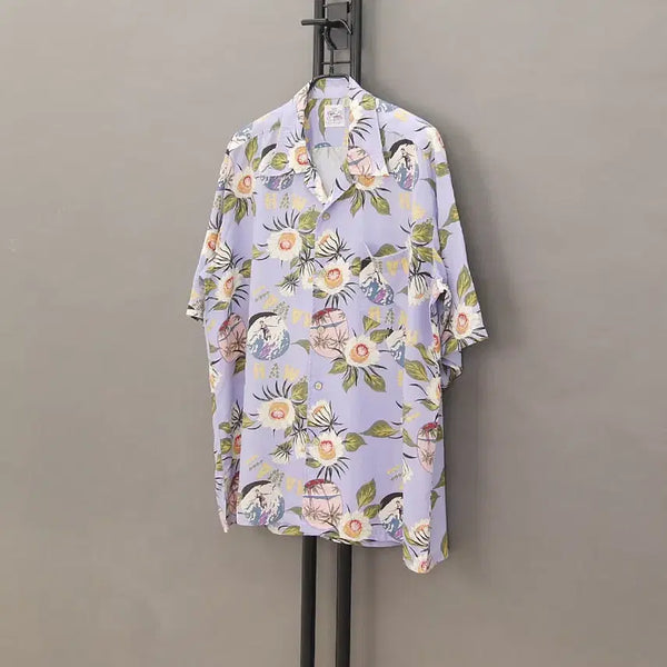 [BUNJANG] WAREHOUSE Duke Kahanamoku Rayon Hawaiian Shirt (Purple-Blue) / 웨어하우스 50's 듀크 카하나모쿠 레이온 하와이안셔츠 복각 L~105