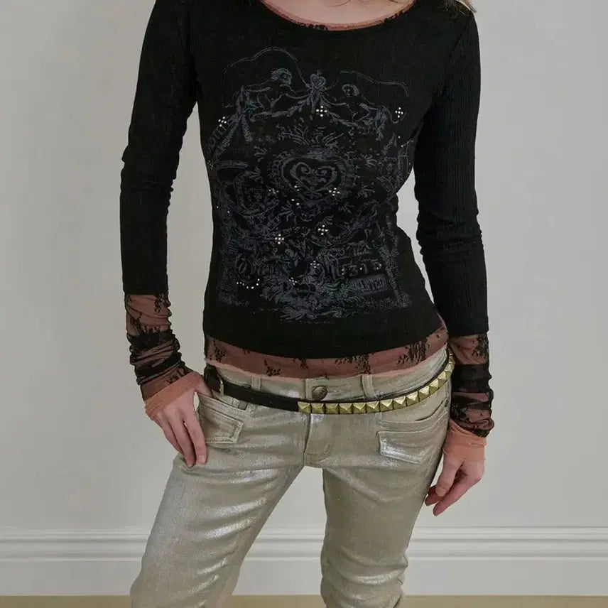[BUNJANG] Sculptor Triple Lace Layered Tee Black / 스컬프터 Triple Lace Layered Tee Black