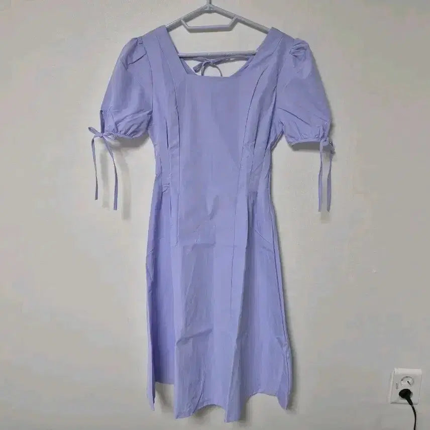 [BUNJANG] Square Neck Puff Sleeve Dress - Sea Blue / 새상품 바다색 퍼프 소매 스퀘어넥 원피스 S