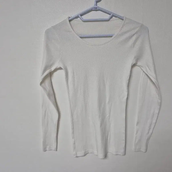 [BUNJANG] Women's White Round Neck Long Sleeve T-Shirt Size S / 여성용 화이트 라운드넥 긴팔 티셔츠 S