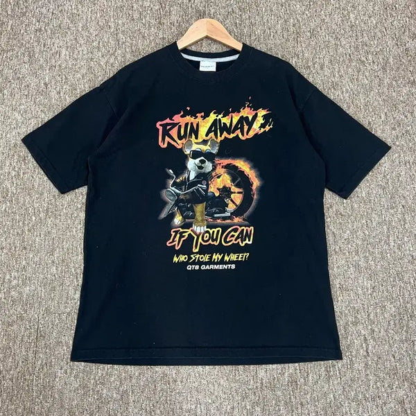 [BUNJANG] QT8 Garments Black Graphic T-Shirt L / 큐티에잇 가먼츠 블랙 그래픽 반팔티 L