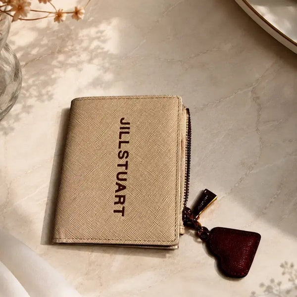 [BUNJANG] Jill Stuart Beige Women's Wallet with Heart Keyring / 질스튜어트 지갑 베이지 하트 키링 포함