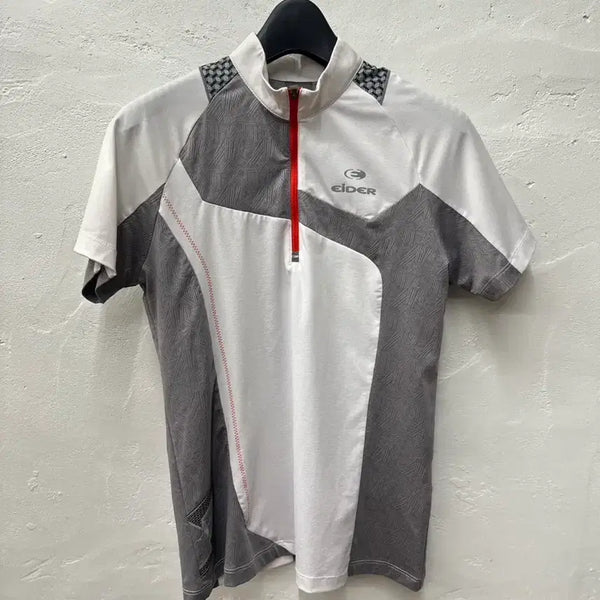 [BUNJANG] Eider Women's White Half-Zip Functional Short-Sleeve T-Shirt (S) / 아이더 여 티셔츠 화이트/반집업/기능성/반팔 S