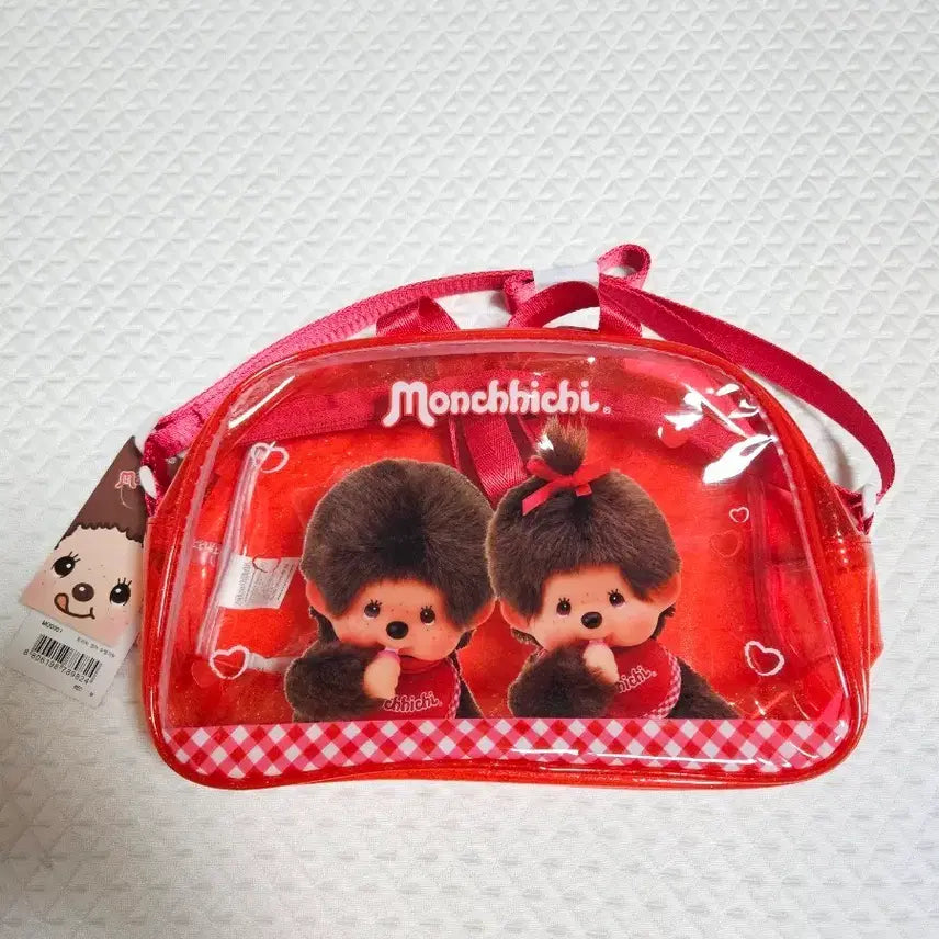[BUNJANG] Monchhichi Transparent Red Tote Bag / 몬치치 투명 레드 가방